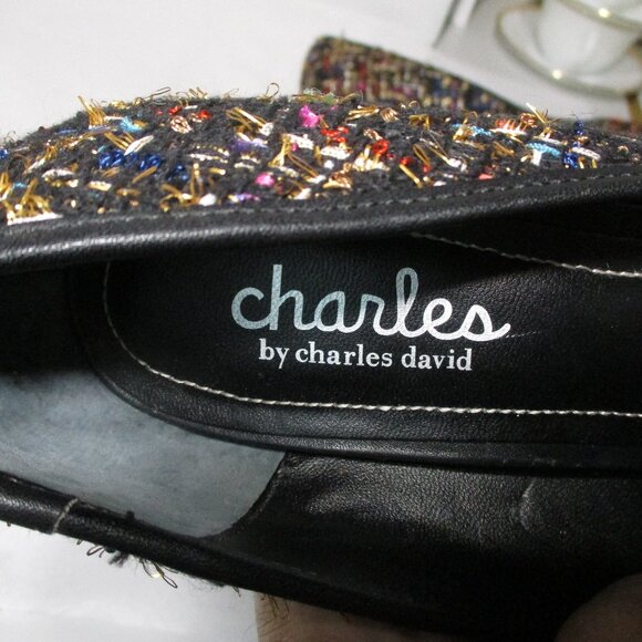 Like New Charles David Frayed Tweed Colorful Classic High Heel Pumps Pointed Toe - Picture 8 of 13